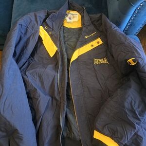 Champion Men's Blue and Yellow Bomber Jacket